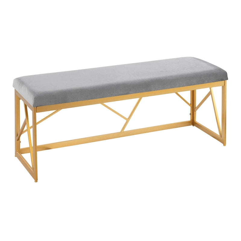 Banc capitonné Glam Metal avec velours simili cuir, cadre doré