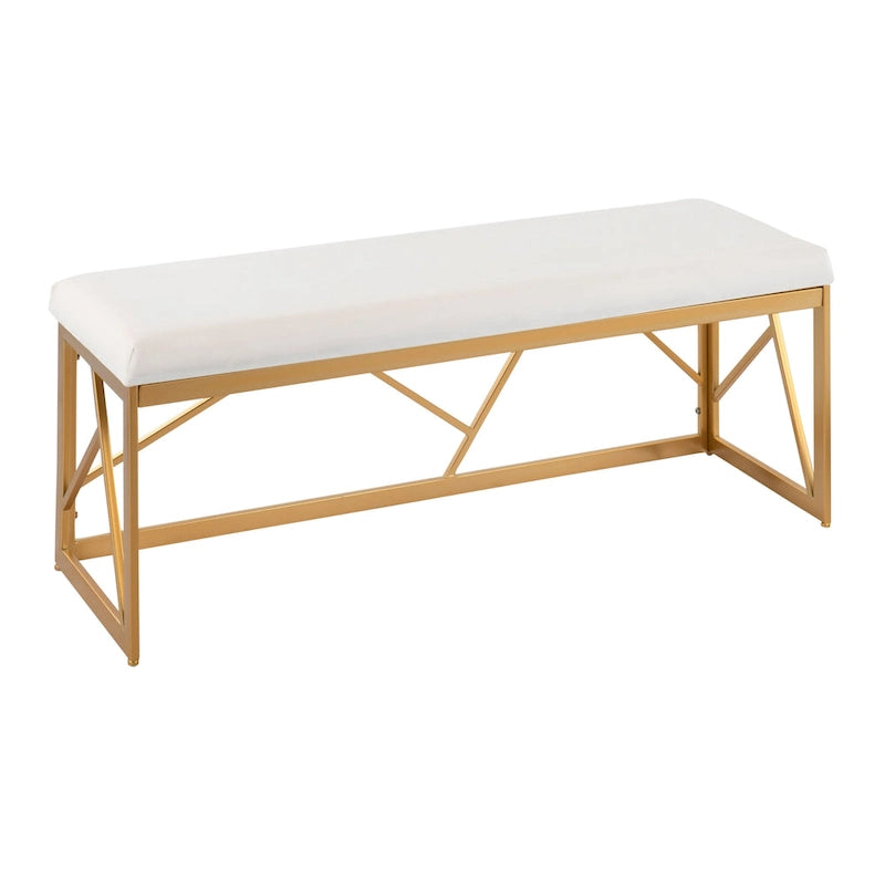 Banc capitonné Glam Metal avec velours simili cuir, cadre doré