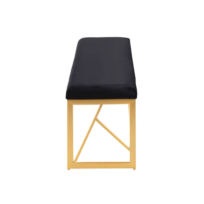 Banc capitonné Glam Metal avec velours simili cuir, cadre doré