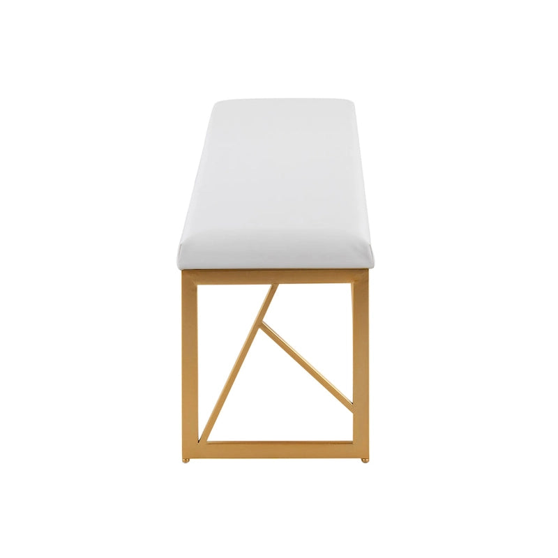 Banc capitonné Glam Metal avec velours simili cuir, cadre doré