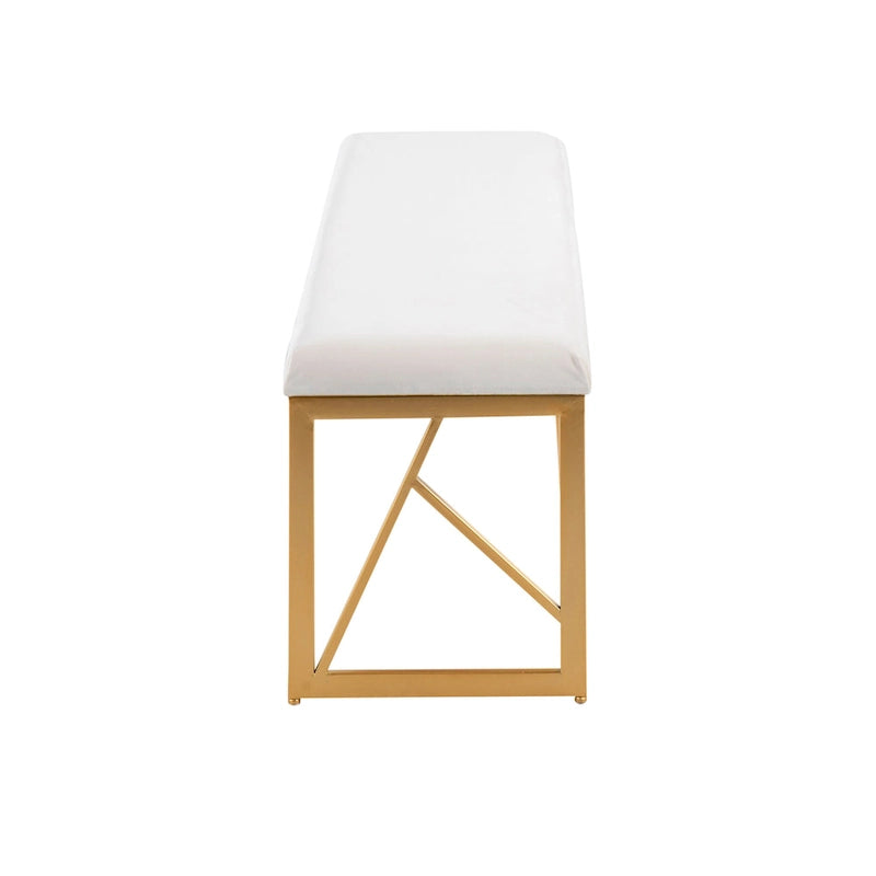 Banc capitonné Glam Metal avec velours simili cuir, cadre doré