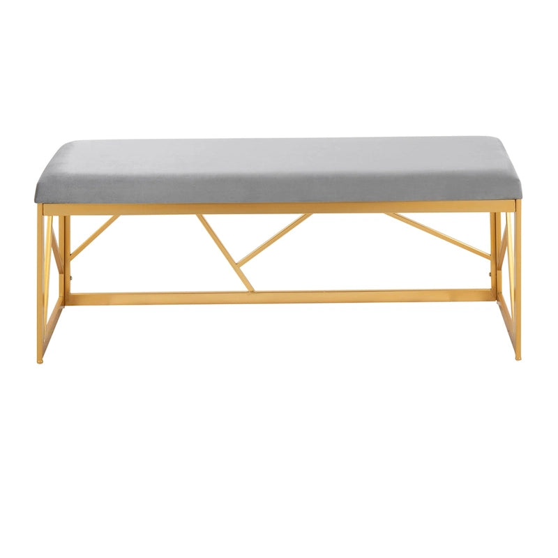 Banc capitonné Glam Metal avec velours simili cuir, cadre doré