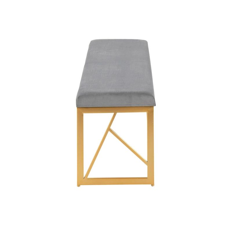 Banc capitonné Glam Metal avec velours simili cuir, cadre doré