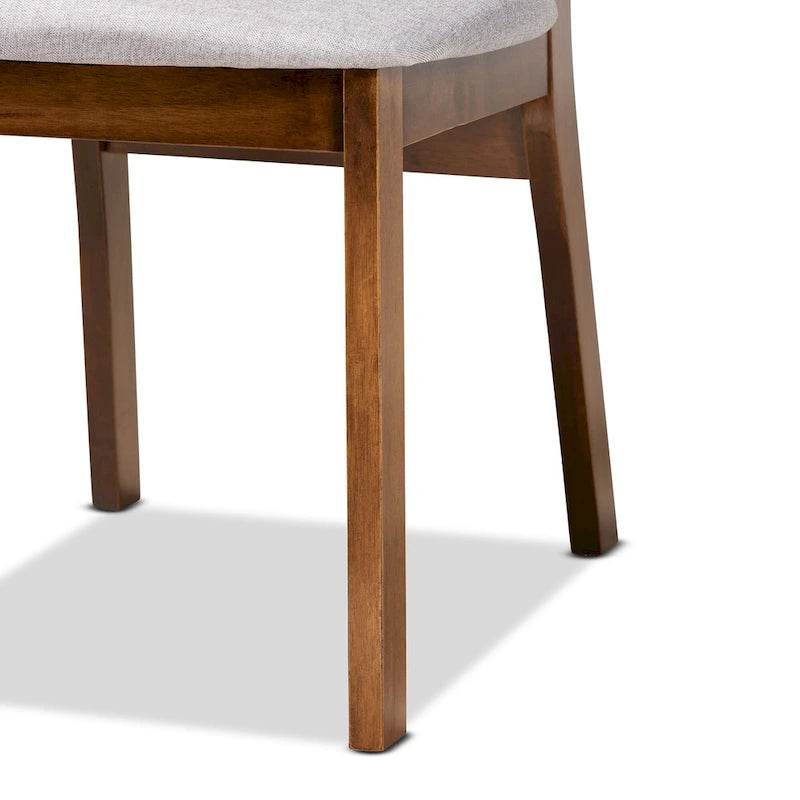 Chaise de salle à manger Mid-Century Modern avec dossier incurvé Tissu gris Fini noyer