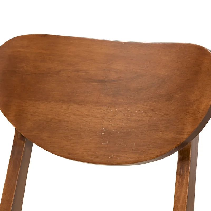 Chaise de salle à manger Mid-Century Modern avec dossier incurvé Tissu gris Fini noyer