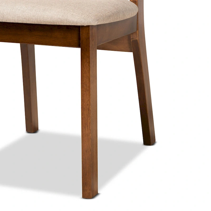 Chaise de salle à manger Mid-Century Modern avec dossier incurvé Tissu gris Fini noyer