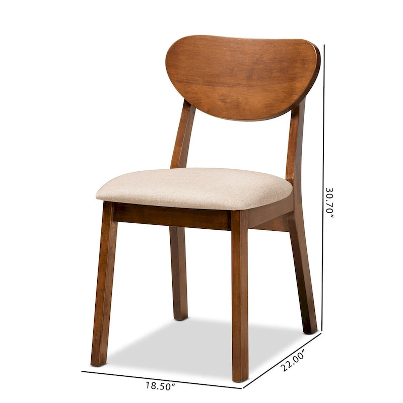 Chaise de salle à manger Mid-Century Modern avec dossier incurvé Tissu gris Fini noyer