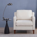 Modern Upholstered Accent Armchair Faux Linen Vegan Leather Living Room Lounge Chair