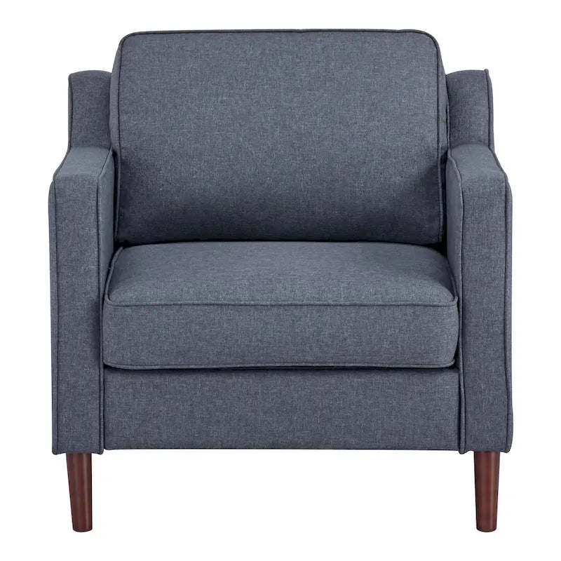 Modern Upholstered Accent Armchair Faux Linen Vegan Leather Living Room Lounge Chair