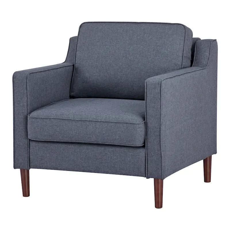 Modern Upholstered Accent Armchair Faux Linen Vegan Leather Living Room Lounge Chair