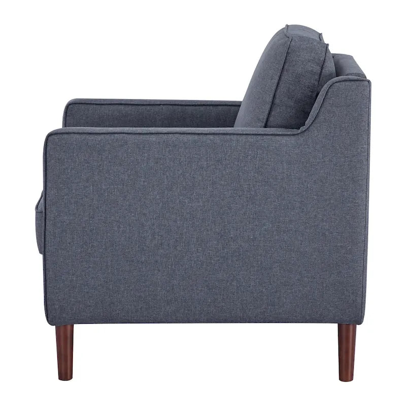 Modern Upholstered Accent Armchair Faux Linen Vegan Leather Living Room Lounge Chair