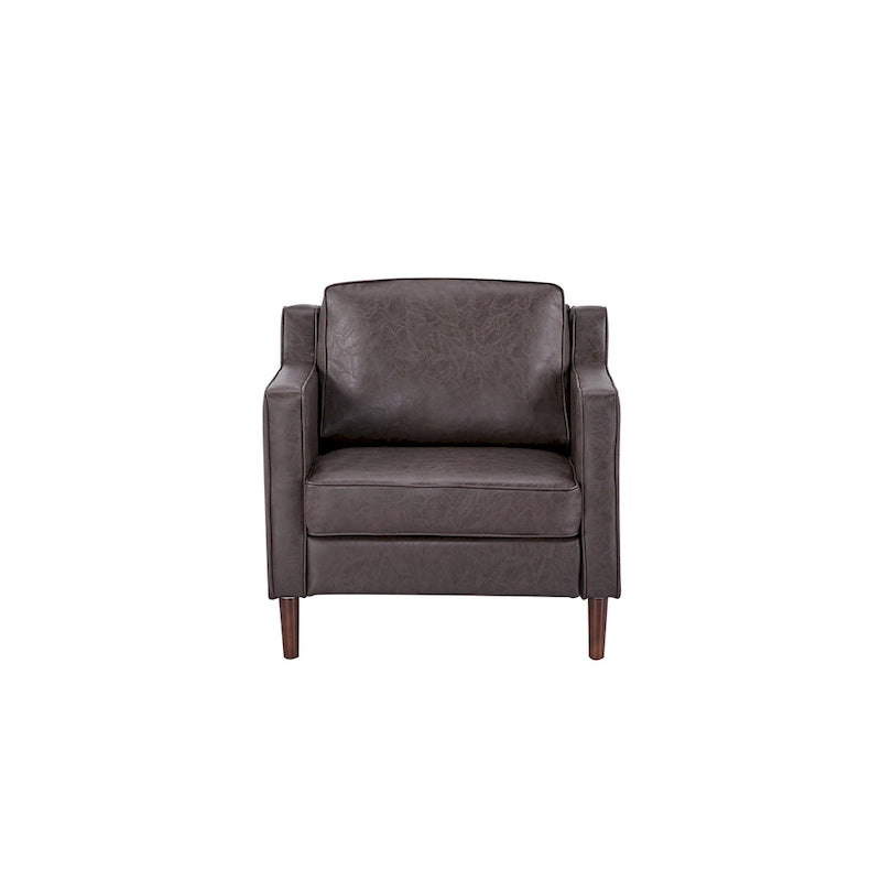 Modern Upholstered Accent Armchair Faux Linen Vegan Leather Living Room Lounge Chair