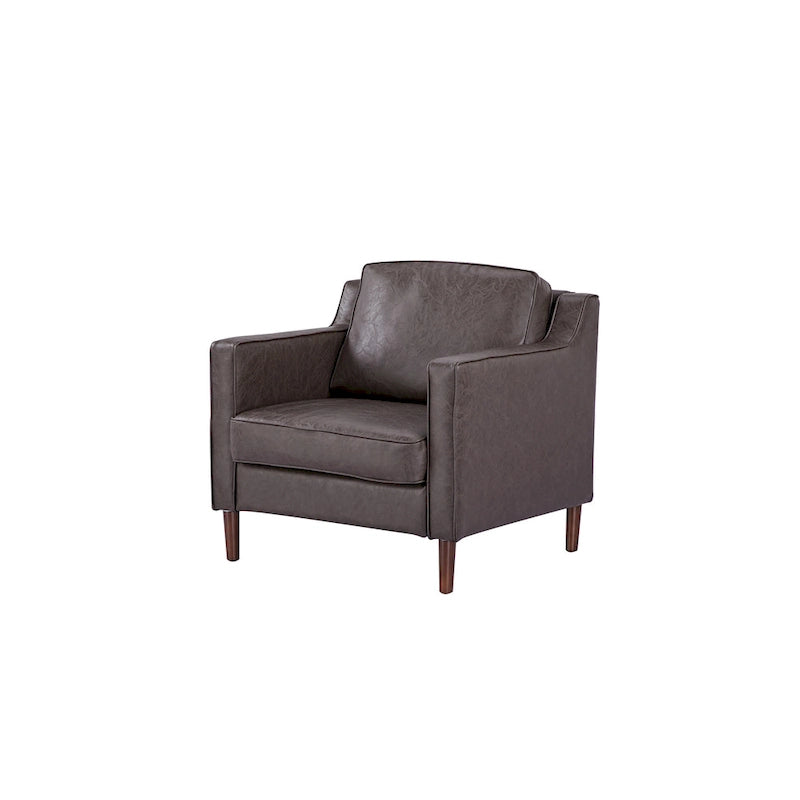 Modern Upholstered Accent Armchair Faux Linen Vegan Leather Living Room Lounge Chair