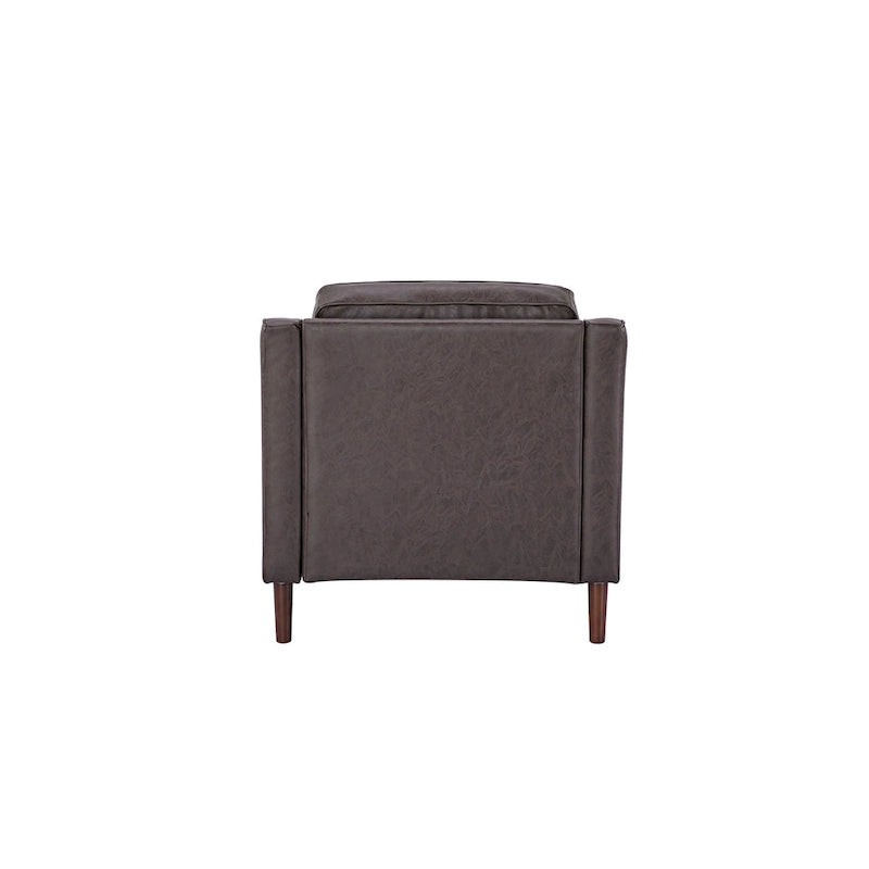 Modern Upholstered Accent Armchair Faux Linen Vegan Leather Living Room Lounge Chair