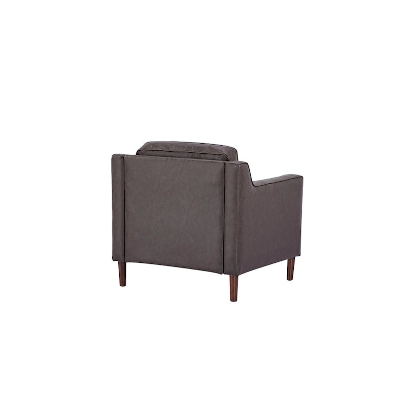 Modern Upholstered Accent Armchair Faux Linen Vegan Leather Living Room Lounge Chair