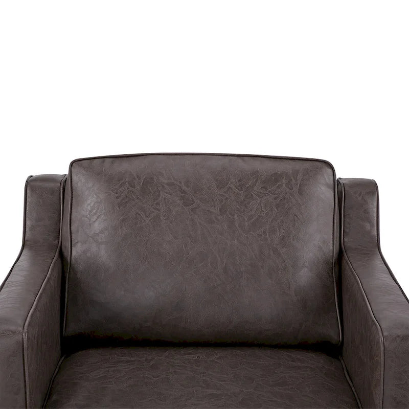 Modern Upholstered Accent Armchair Faux Linen Vegan Leather Living Room Lounge Chair