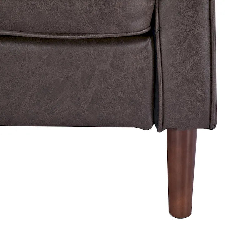 Modern Upholstered Accent Armchair Faux Linen Vegan Leather Living Room Lounge Chair