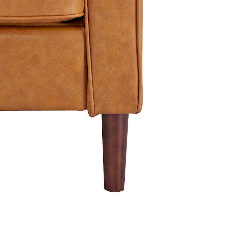 Modern Upholstered Accent Armchair Faux Linen Vegan Leather Living Room Lounge Chair