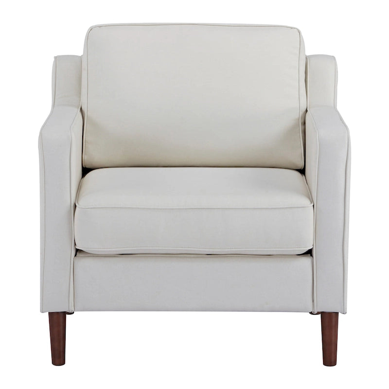 Modern Upholstered Accent Armchair Faux Linen Vegan Leather Living Room Lounge Chair