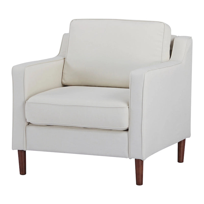 Modern Upholstered Accent Armchair Faux Linen Vegan Leather Living Room Lounge Chair