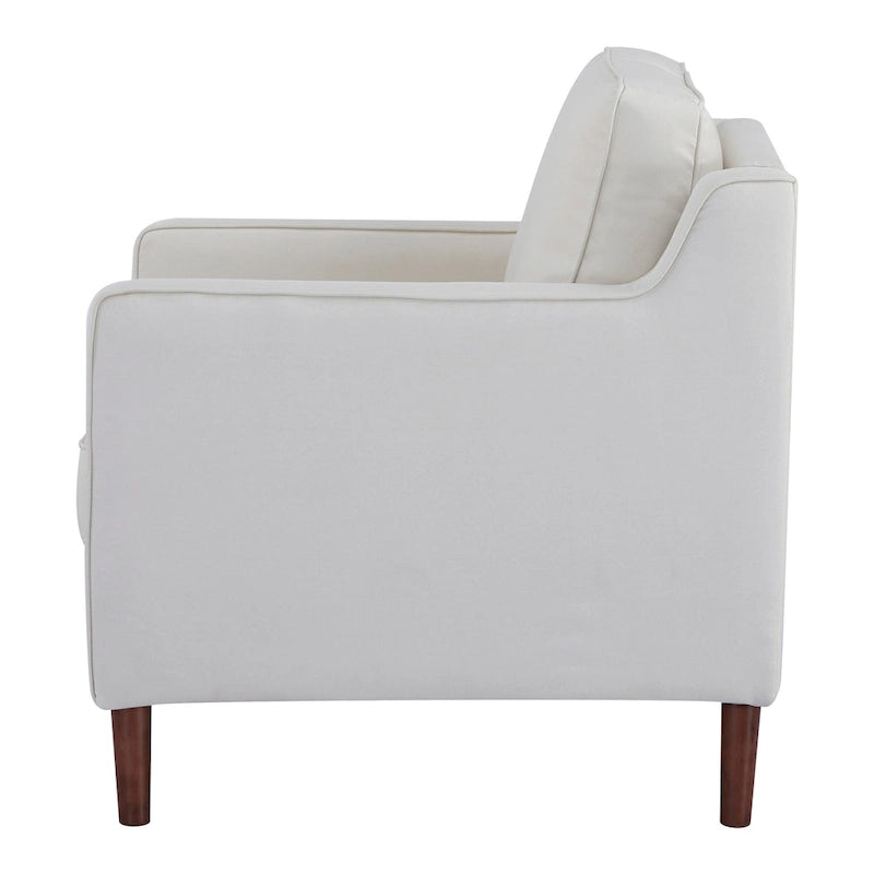 Modern Upholstered Accent Armchair Faux Linen Vegan Leather Living Room Lounge Chair
