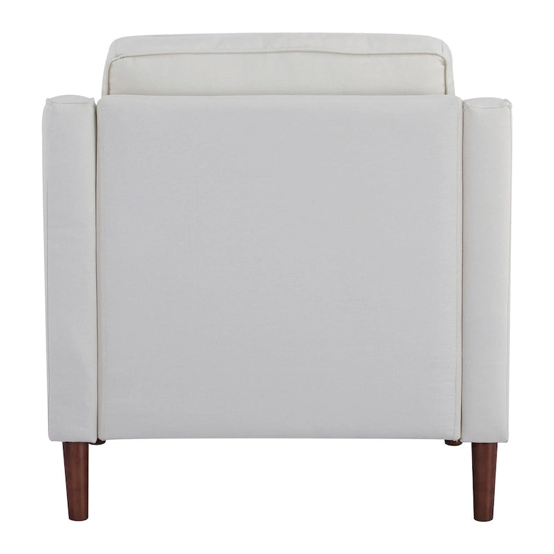 Modern Upholstered Accent Armchair Faux Linen Vegan Leather Living Room Lounge Chair