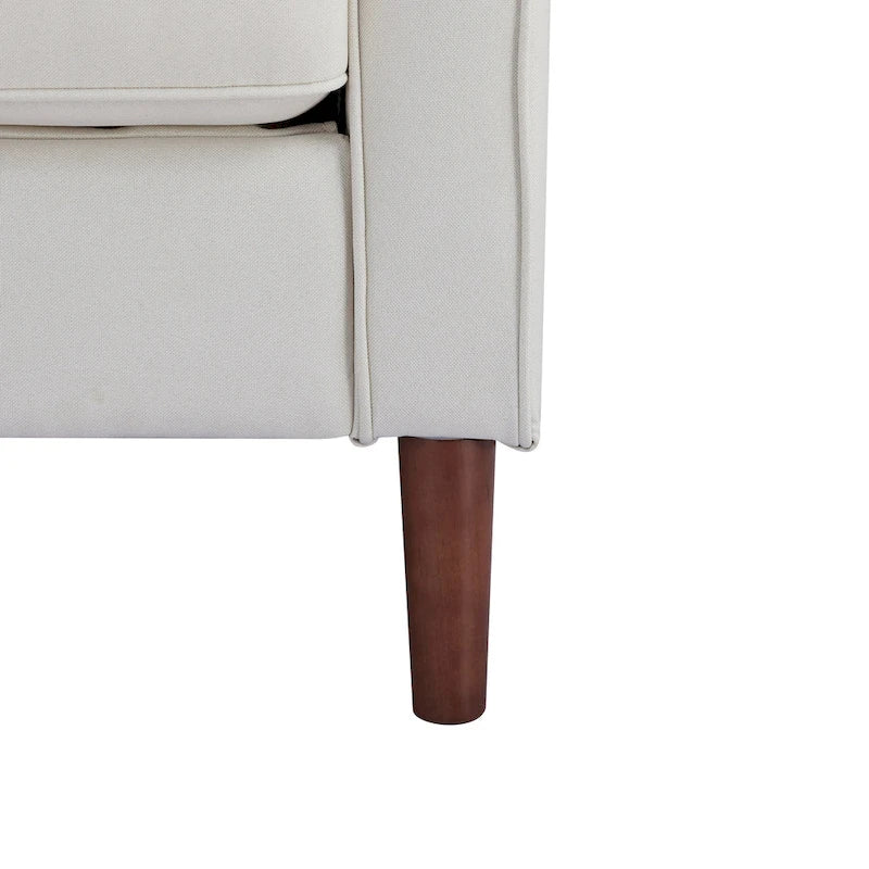 Modern Upholstered Accent Armchair Faux Linen Vegan Leather Living Room Lounge Chair