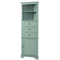 Tall Corner Storage Cabinet with 3 Drawers Open Shelf White
