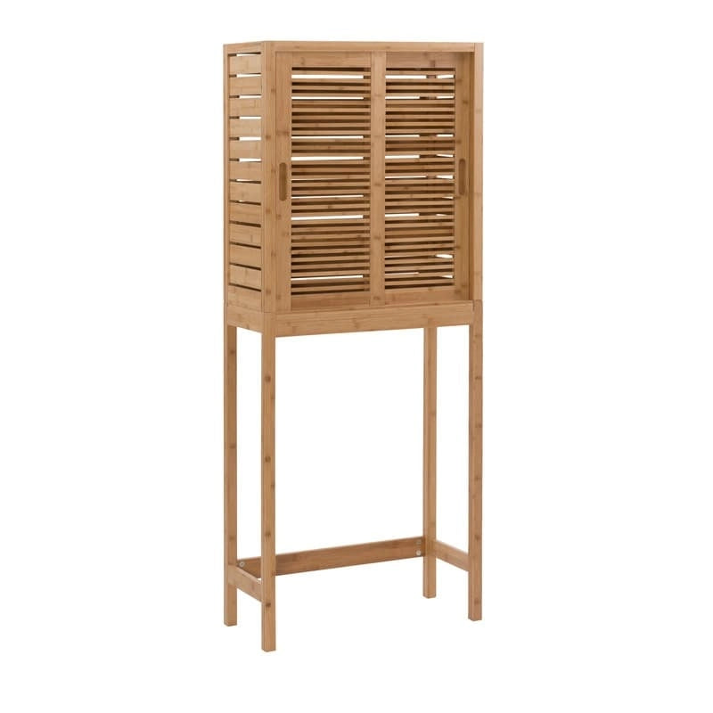 Armoire de toilette peu encombrante en bambou naturel avec portes coulissantes