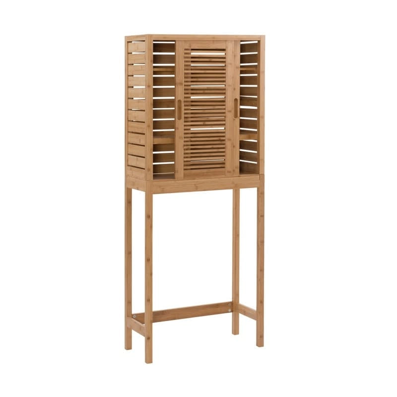 Armoire de toilette peu encombrante en bambou naturel avec portes coulissantes