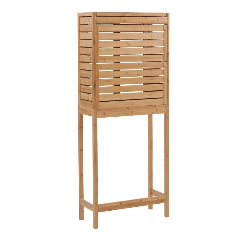 Armoire de toilette peu encombrante en bambou naturel avec portes coulissantes