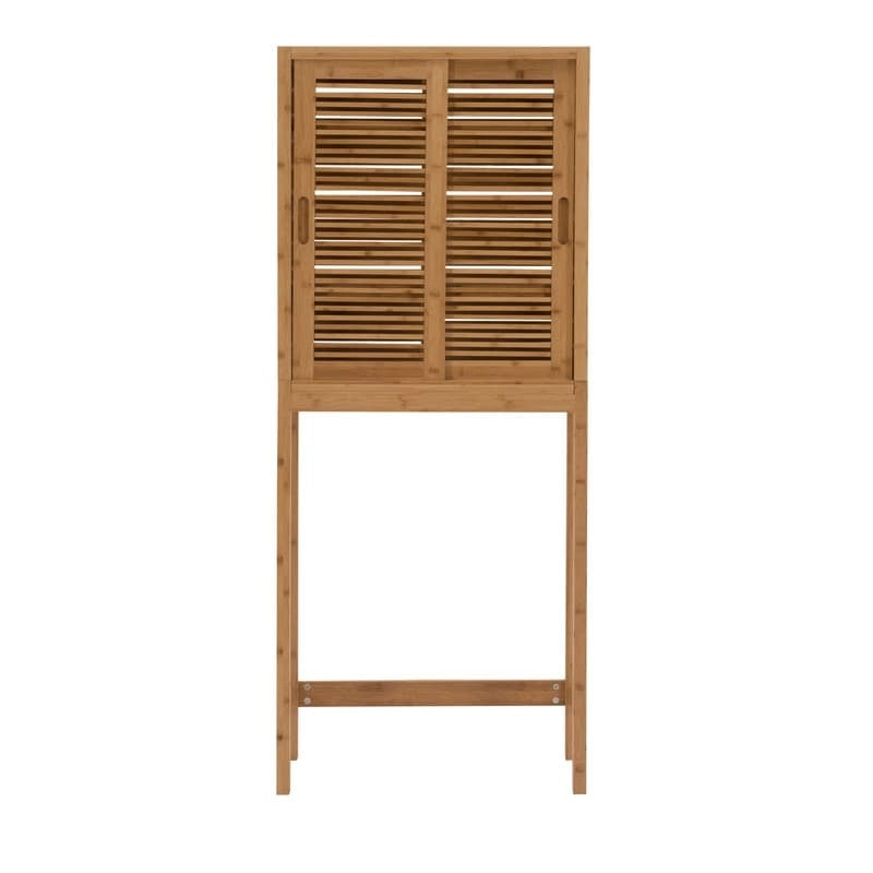 Armoire de toilette peu encombrante en bambou naturel avec portes coulissantes