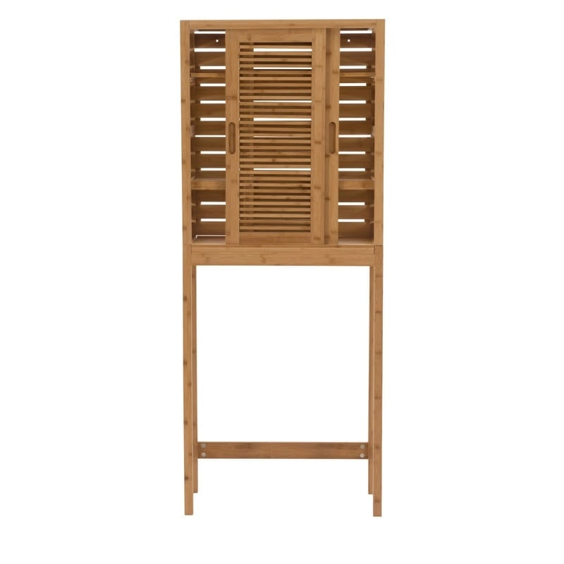 Armoire de toilette peu encombrante en bambou naturel avec portes coulissantes