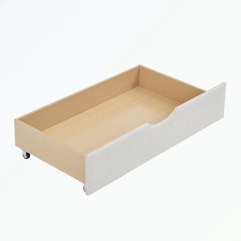 Lit de repos capitonné avec tiroirs de rangement, accoudoirs ondulés et clous décoratifs Gris Beige