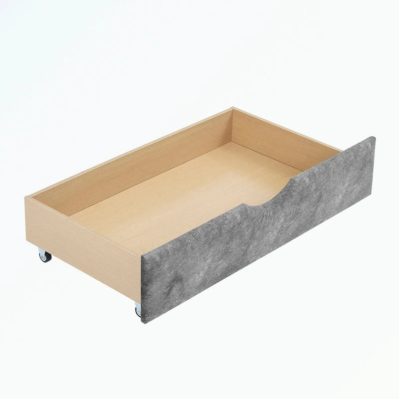 Lit de repos capitonné avec tiroirs de rangement, accoudoirs ondulés et clous décoratifs Gris Beige