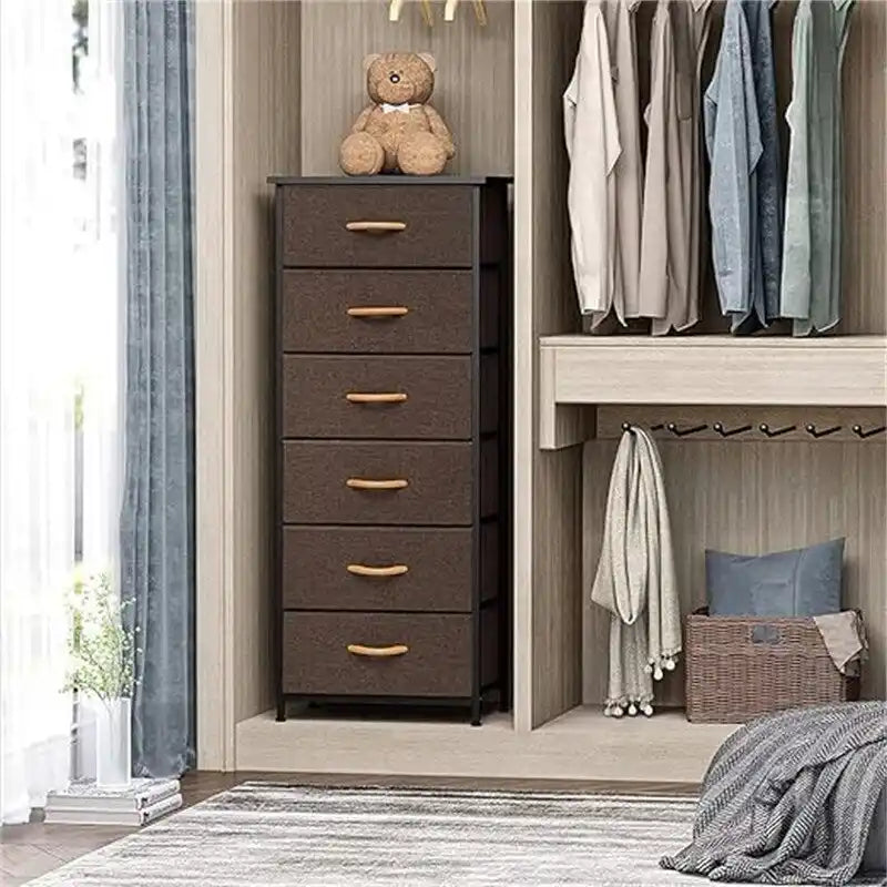 6-Drawer Vertical Dresser Storage Tower Organizer with Wood Handles