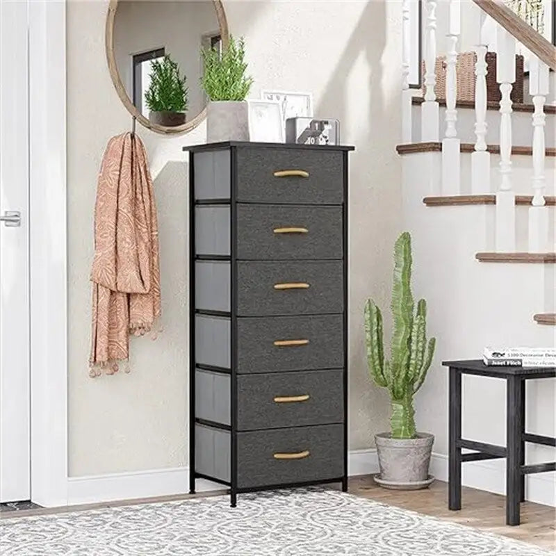 6-Drawer Vertical Dresser Storage Tower Organizer with Wood Handles