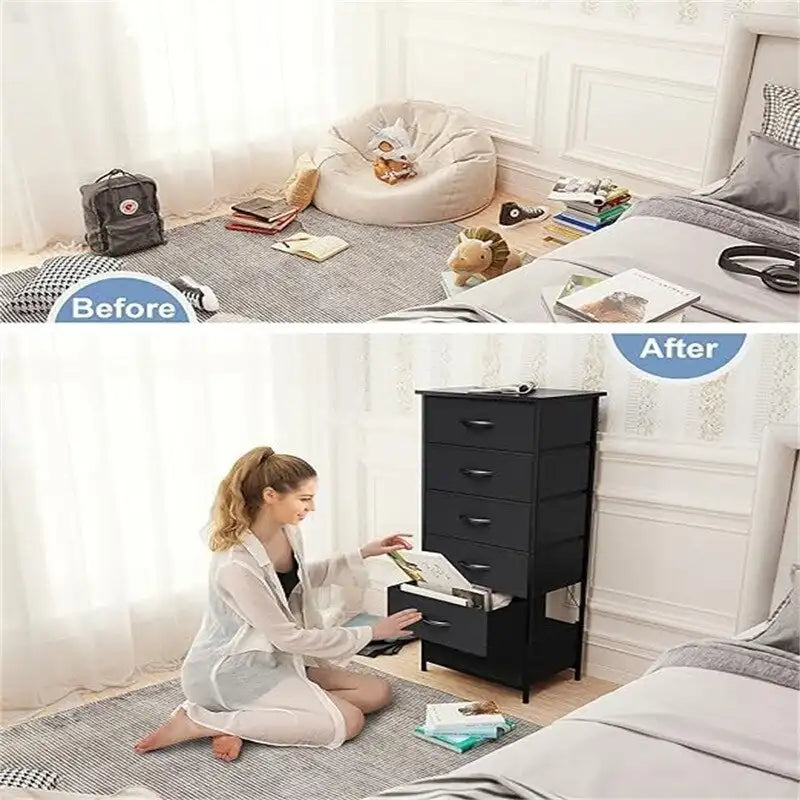 6-Drawer Vertical Dresser Storage Tower Organizer with Wood Handles