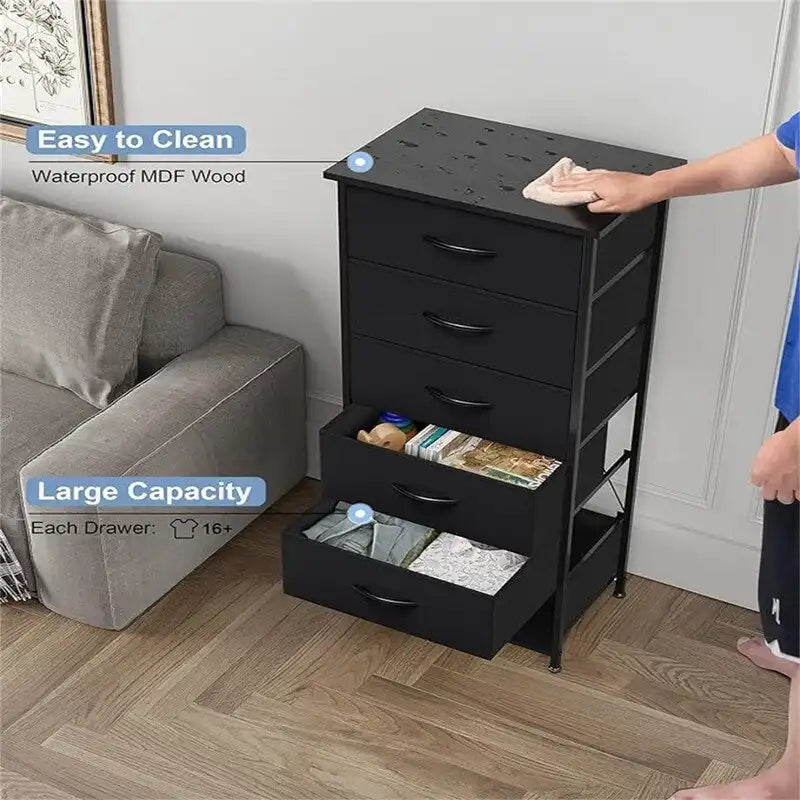 6-Drawer Vertical Dresser Storage Tower Organizer with Wood Handles