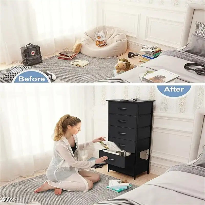 6-Drawer Vertical Dresser Storage Tower Organizer with Wood Handles