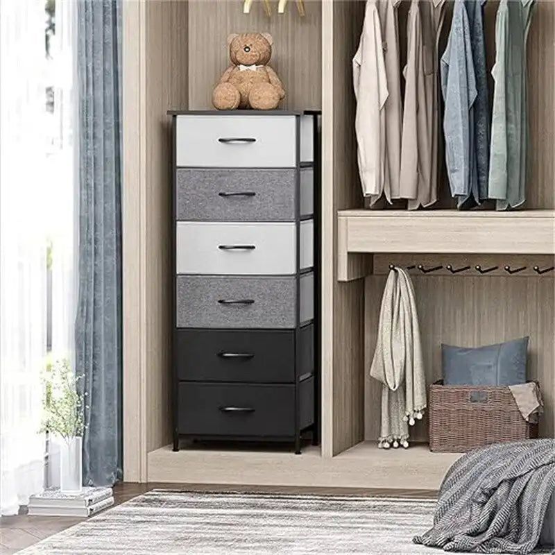 6-Drawer Vertical Dresser Storage Tower Organizer with Wood Handles
