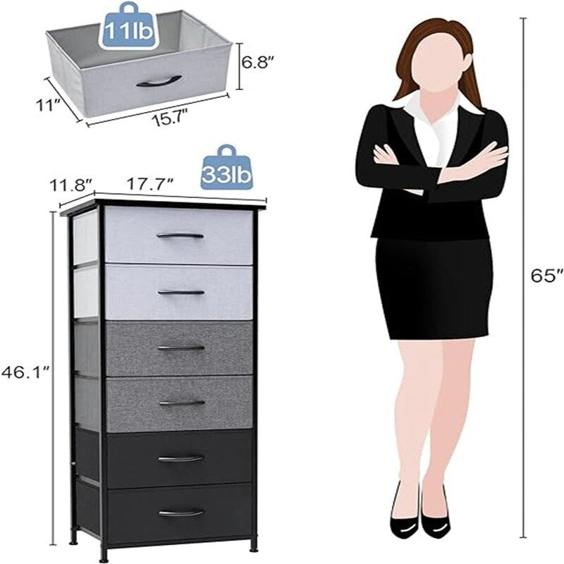 6-Drawer Vertical Dresser Storage Tower Organizer with Wood Handles