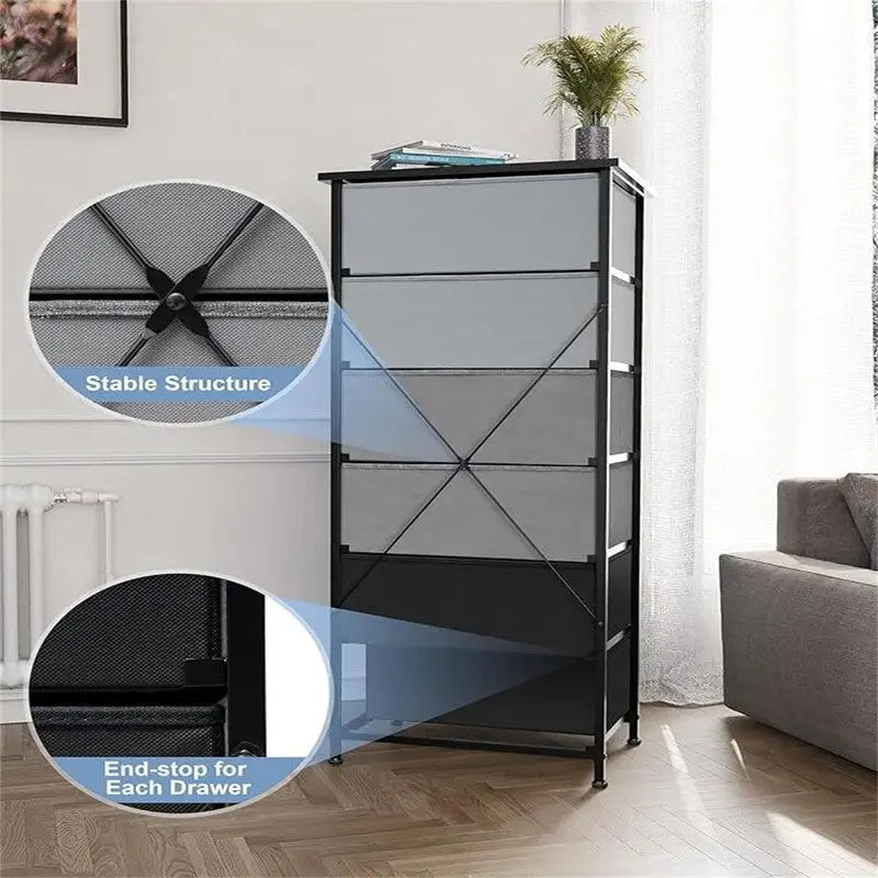 6-Drawer Vertical Dresser Storage Tower Organizer with Wood Handles