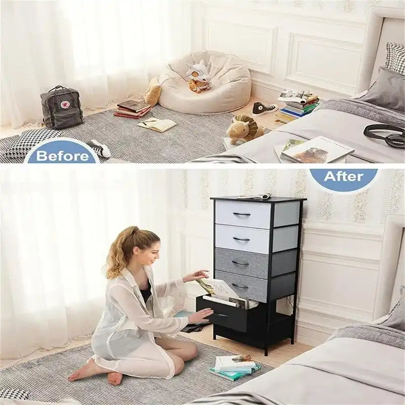 6-Drawer Vertical Dresser Storage Tower Organizer with Wood Handles