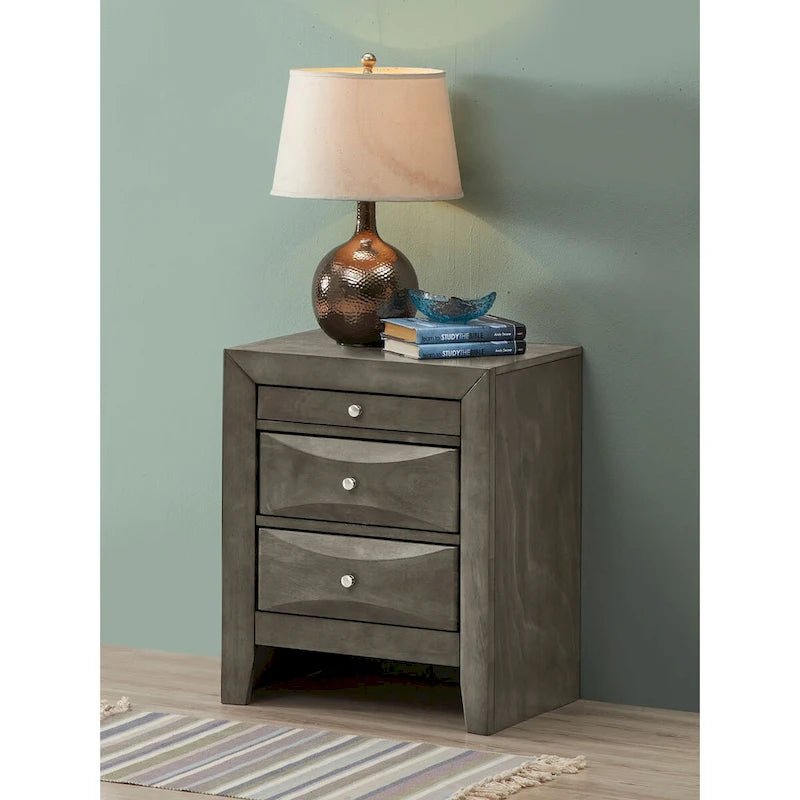 3-Drawer Wood Nightstand with Metal Knobs Multi-Color Bedroom Storage