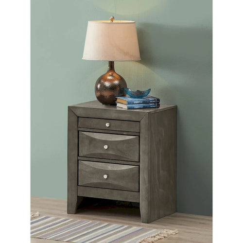 3-Drawer Wood Nightstand with Metal Knobs Multi-Color Bedroom Storage