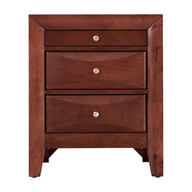 3-Drawer Wood Nightstand with Metal Knobs Multi-Color Bedroom Storage