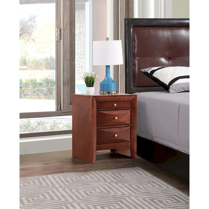 3-Drawer Wood Nightstand with Metal Knobs Multi-Color Bedroom Storage