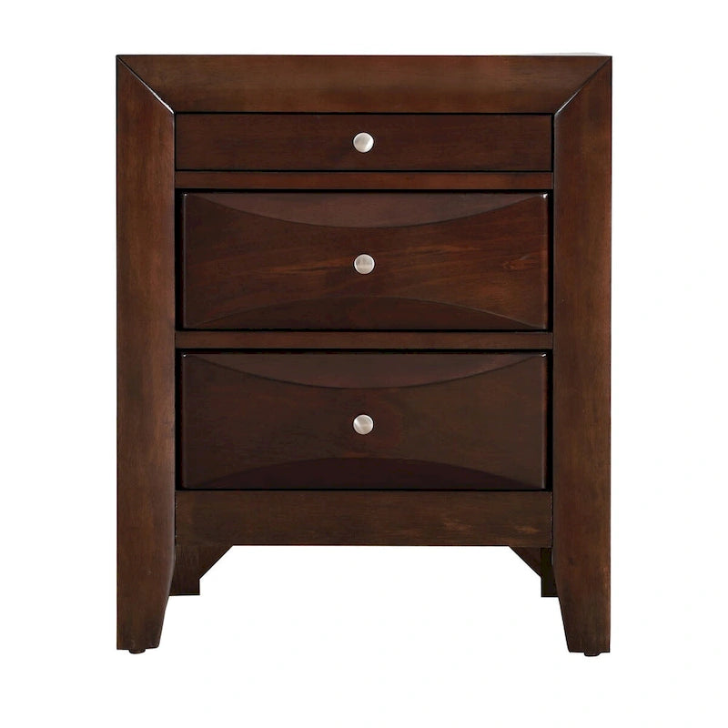 3-Drawer Wood Nightstand with Metal Knobs Multi-Color Bedroom Storage