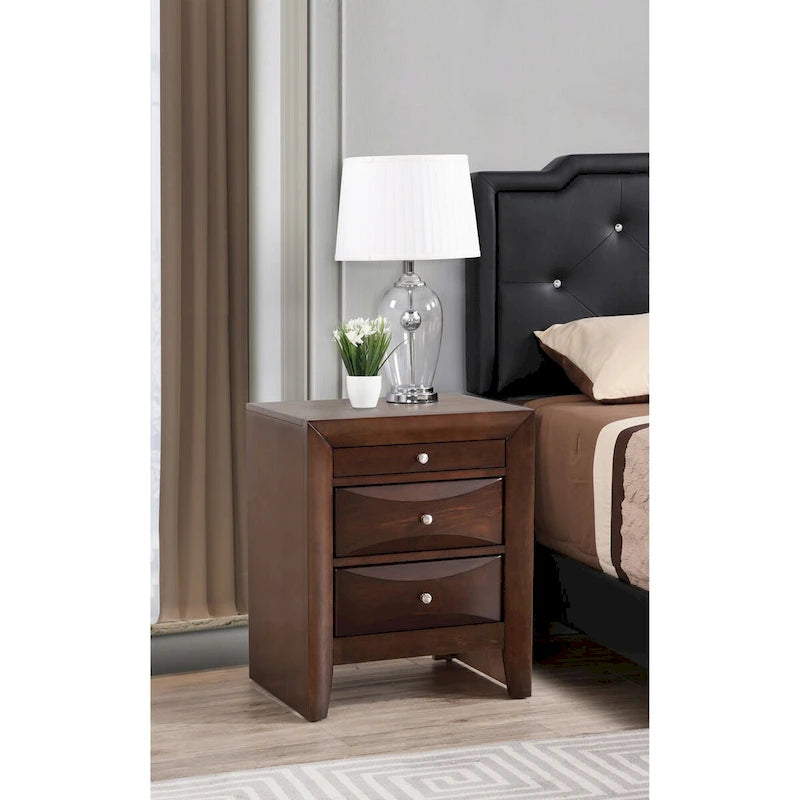 3-Drawer Wood Nightstand with Metal Knobs Multi-Color Bedroom Storage